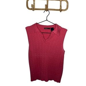 Vintage Pink sleeveless cableknit polo, Size M, Bill Blass Jeanswear